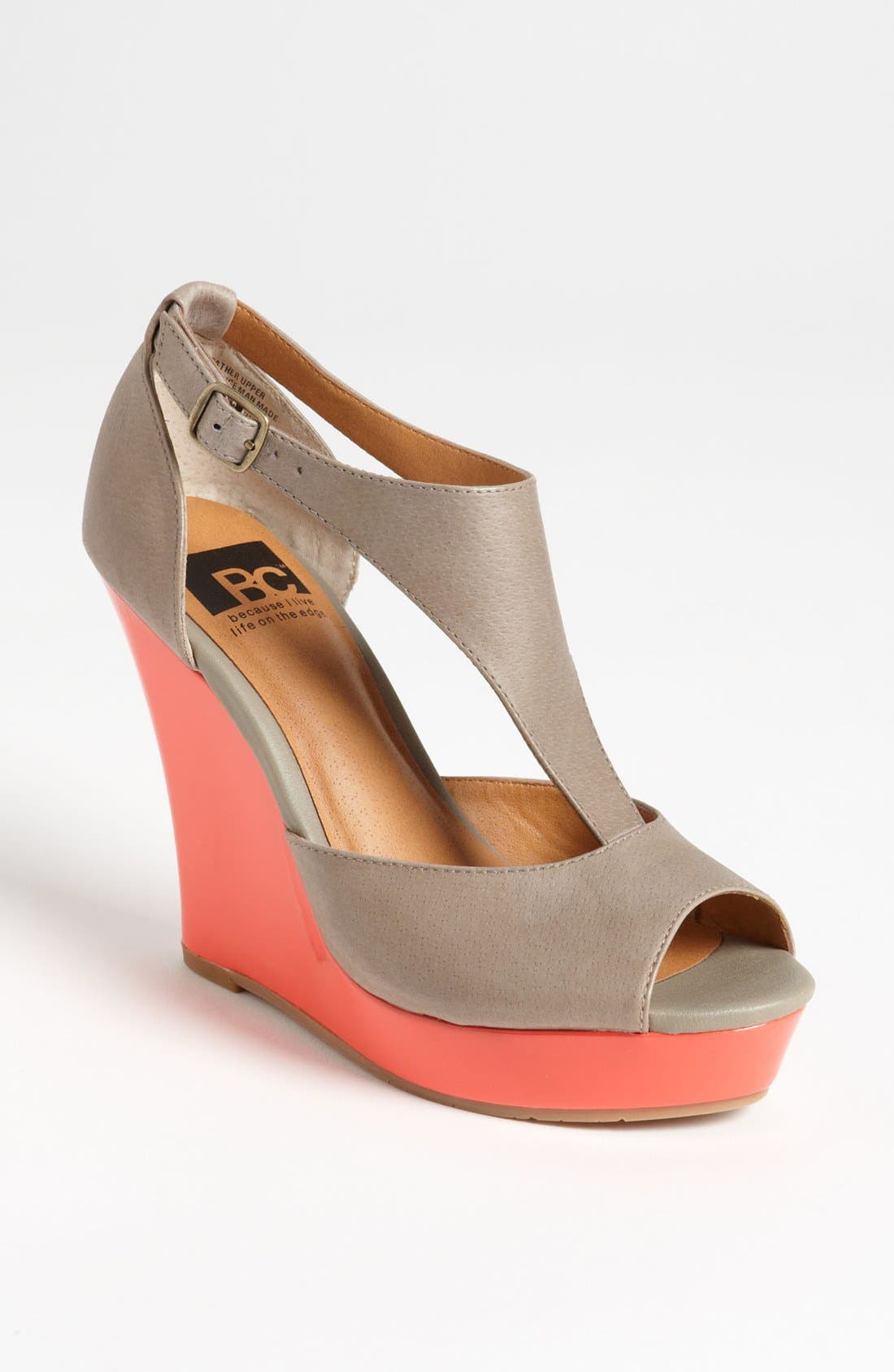'Lickety Split' Wedge Sandal, Main, color, TAUPE/ CORAL