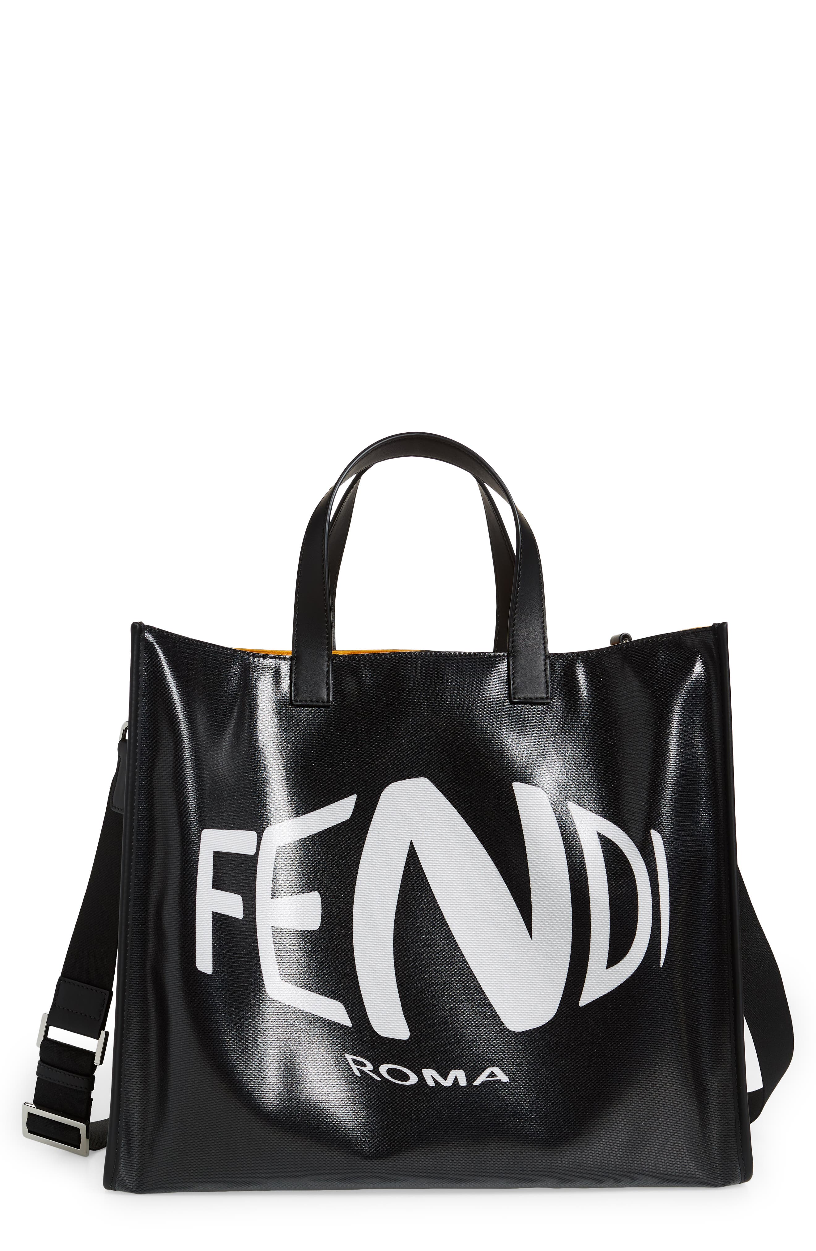 Fendi x Sarah Coleman Fisheye Logo Coated Canvas Tote, Main, color, 
