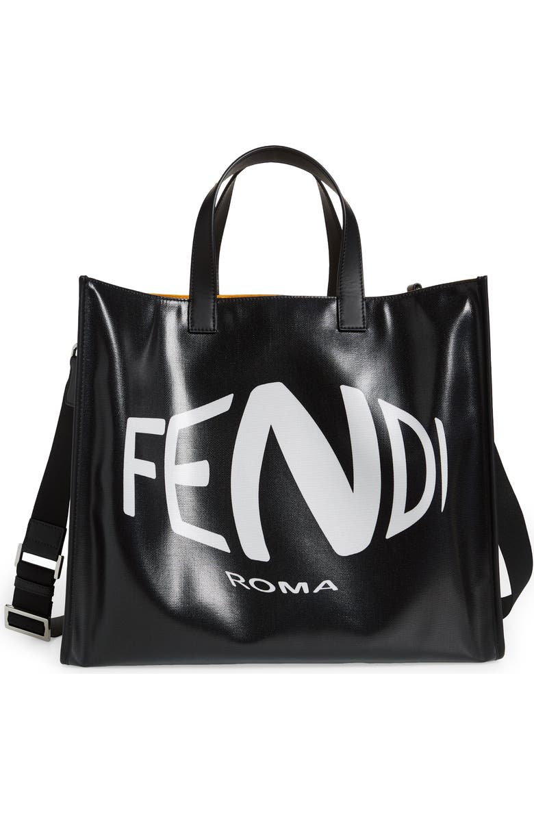 Fendi x Sarah Coleman Fisheye Logo Coated Canvas Tote, Main, color,