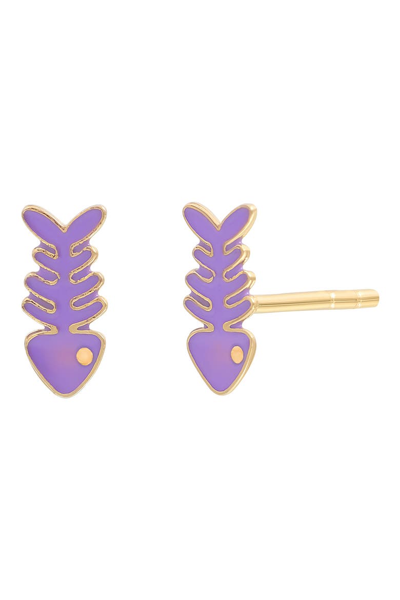 14K Gold & Enamel Inlay Fish Stud Earrings (Nordstrom Exclusive), Main, color, 14K YELLOW GOLD