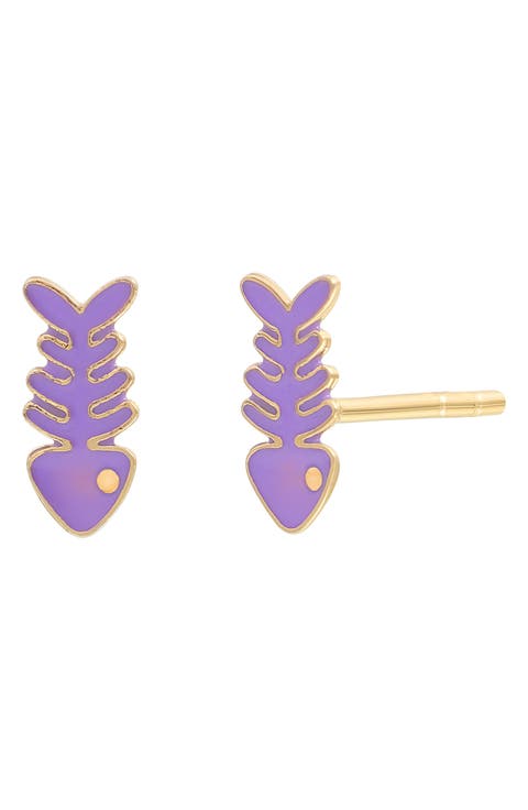 14K Gold & Enamel Inlay Fish Stud Earrings (Nordstrom Exclusive)