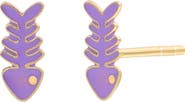 Bony Levy 14K Gold & Enamel Inlay Fish Stud Earrings