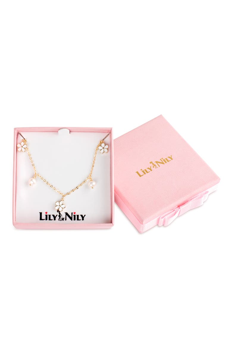 Flower & Pearl Charm Necklace, Alternate, color, GOLD