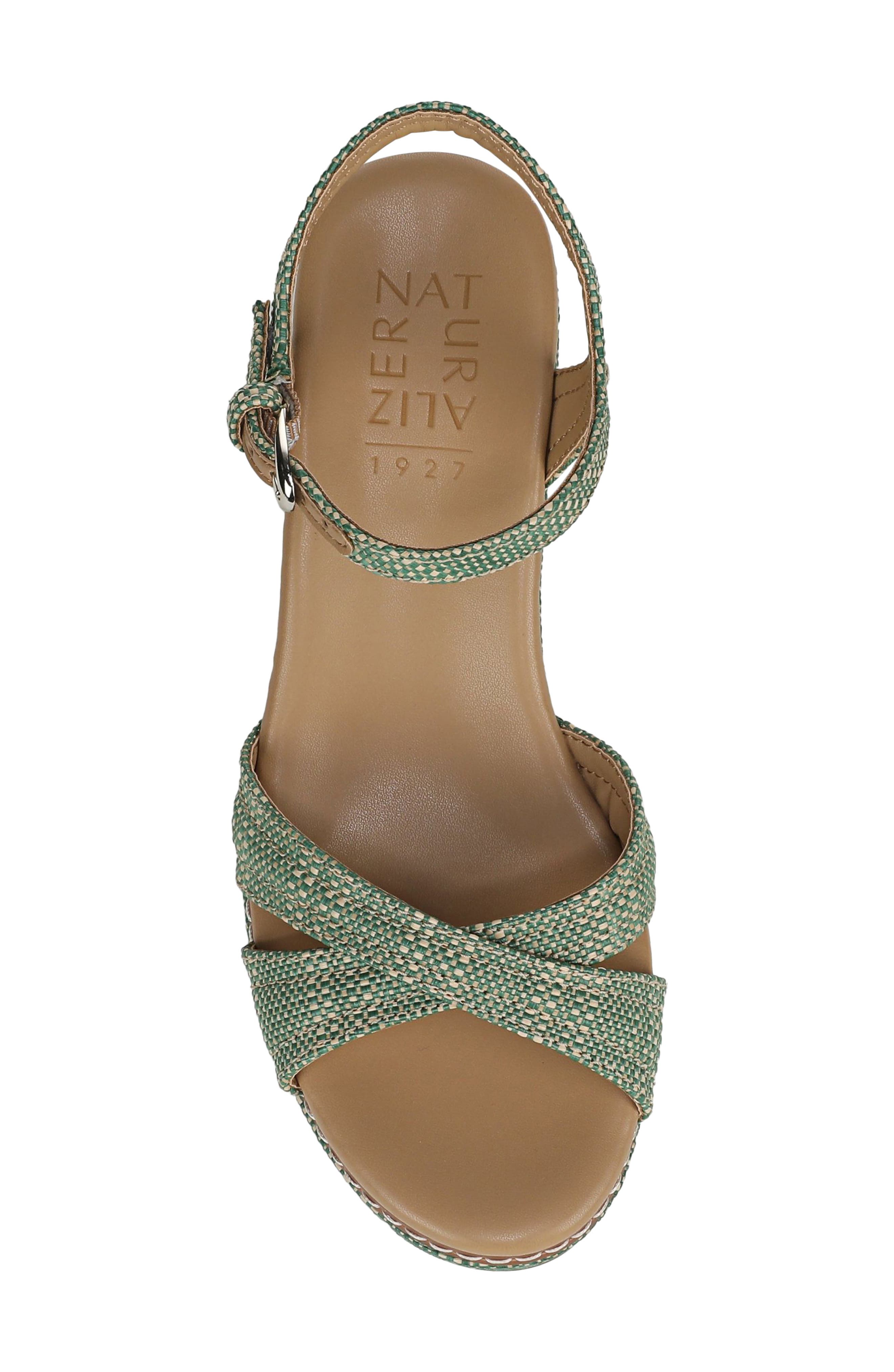 Naturalizer Dovie Raffia Ankle Strap Platform Sandal, Alternate, color, Green Mutli