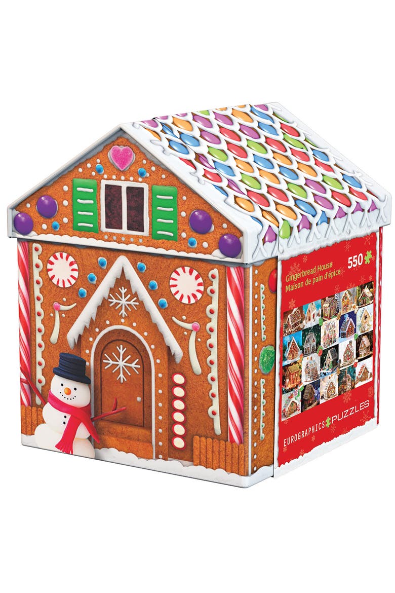 Puzzle Tin Gingerbread House 550pcs, Main, color, Multicolored