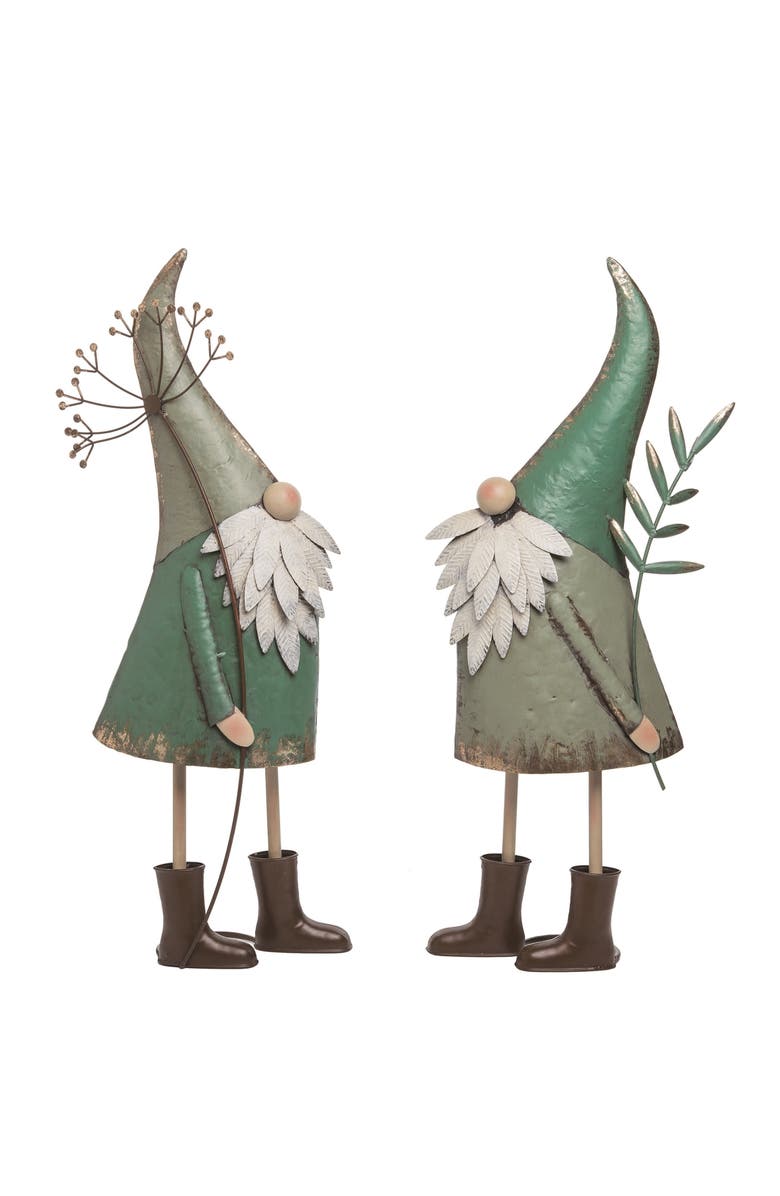 Transpac 27 Inch Green Spring Mystic Gnome Statuette Decorative Metal Garden Accent, Main, color, Green