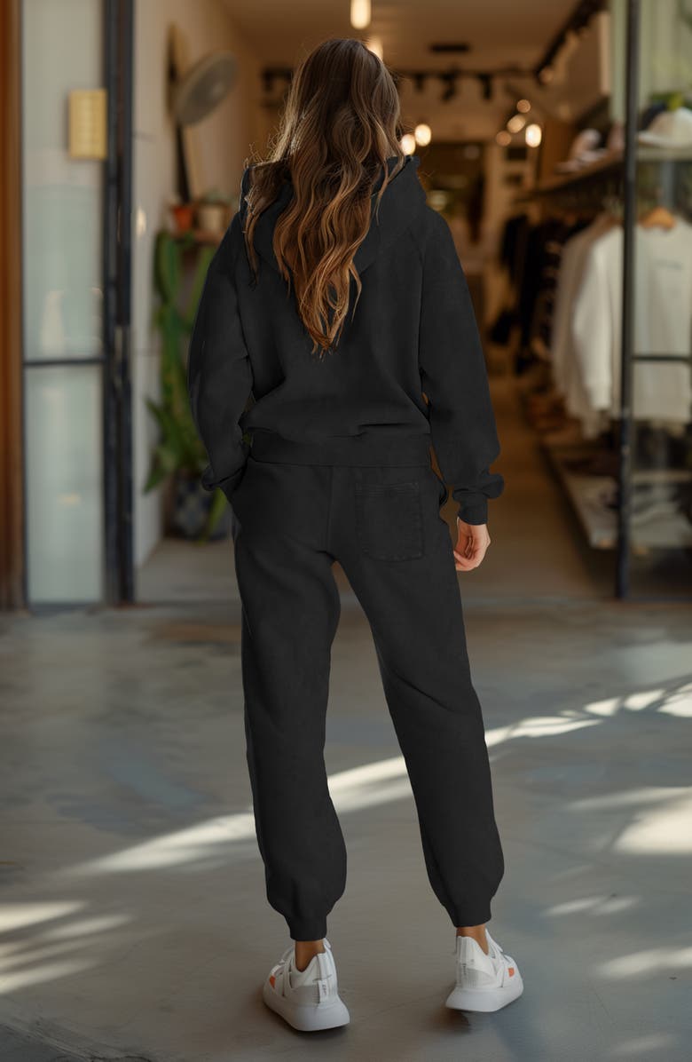 Dalix Butterfly Washed Sweatsuit, Alternate, color, Black