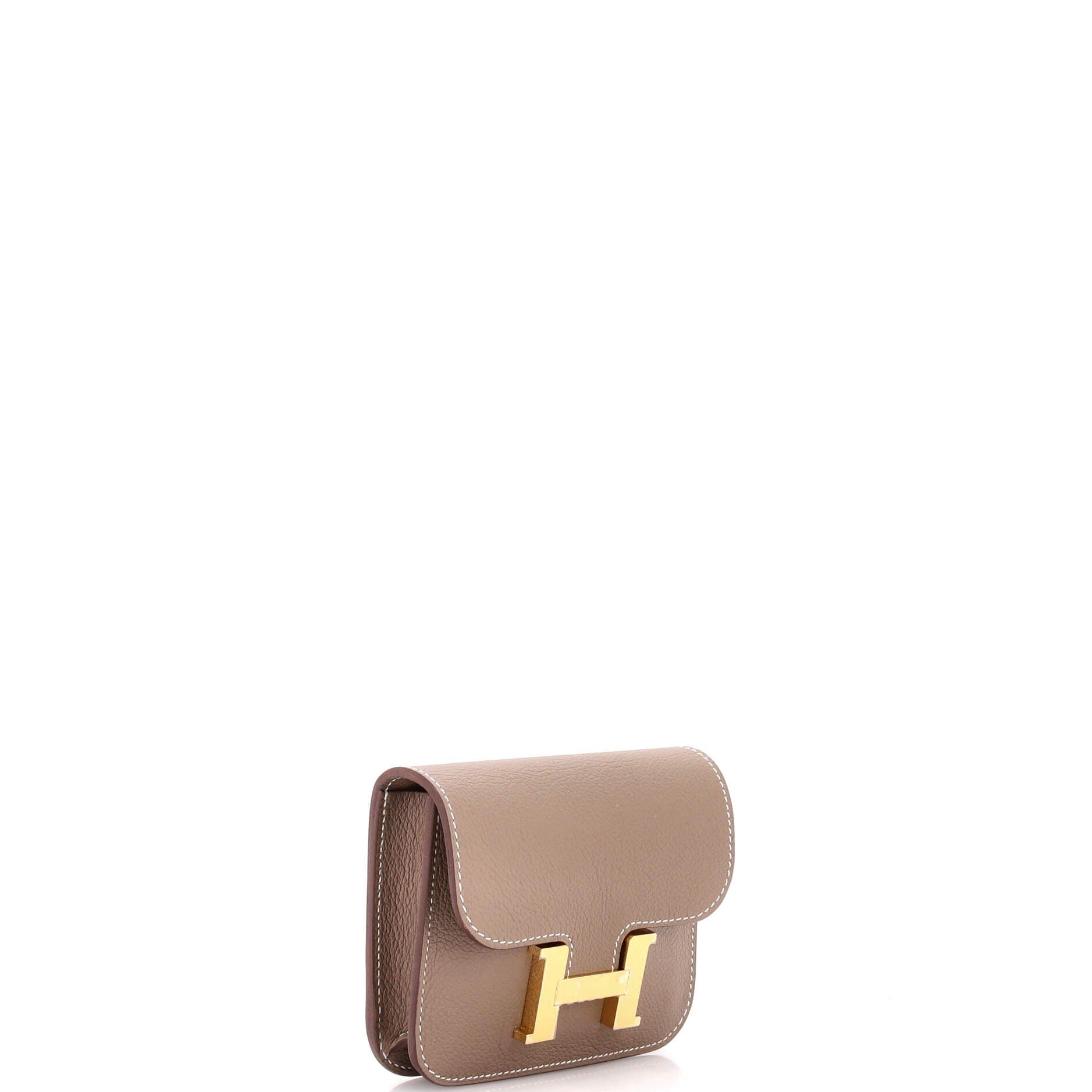 Pre-Owned Hermes Constance Slim Wallet Evercolor, Alternate, color, Etoupe