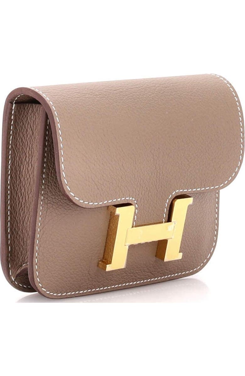 Pre-Owned Hermes Constance Slim Wallet Evercolor, Alternate, color, Etoupe