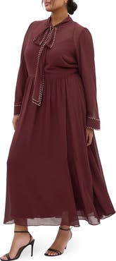 City Chic Kara Long Sleeve A-Line Dress