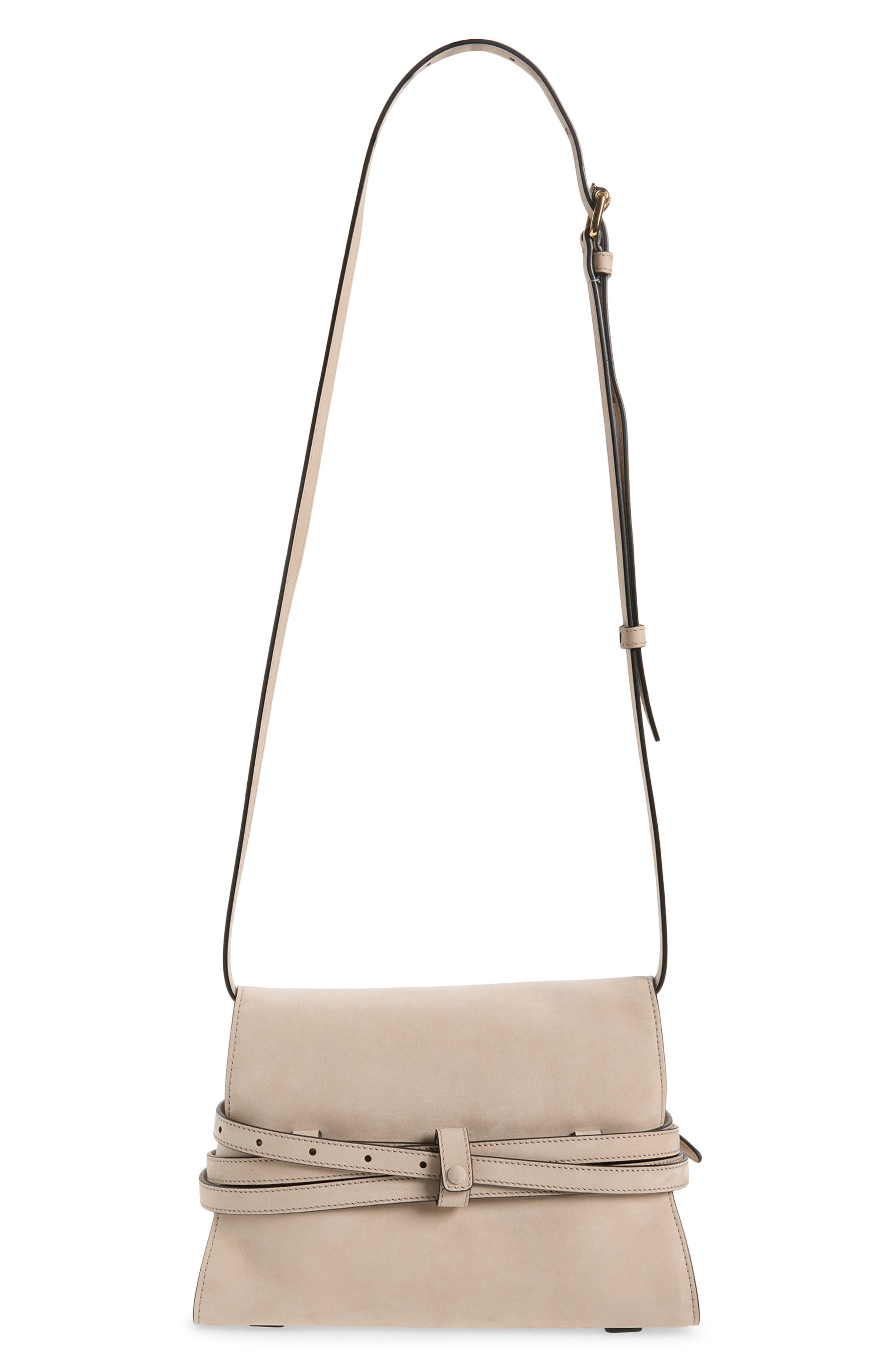 Tie Me Nubuck Leather Crossbody Bag, Alternate, color, DOVE COLOUR