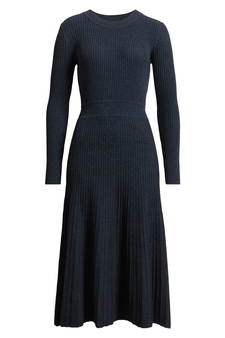 The Sandra Long Sleeve Sweater Dress, Alternate, color, BLUE PALACE / NOIR MARLE