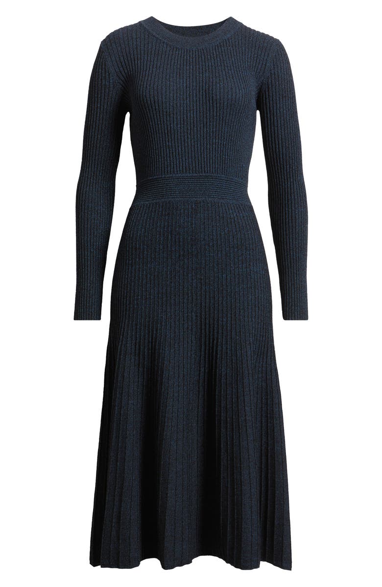 Elie Tahari The Sandra Long Sleeve Sweater Dress, Alternate, color, Blue Palace / Noir Marle