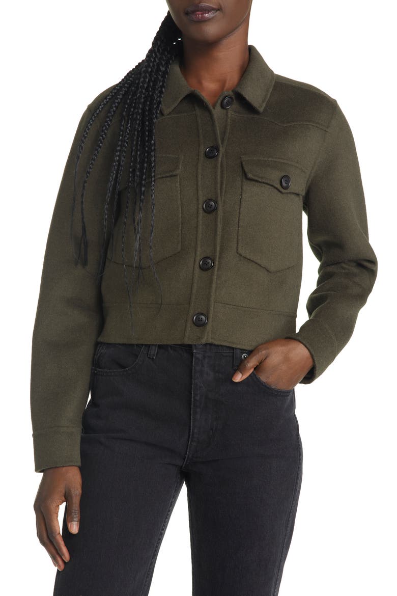 Easton Wool Blend Crop Jacket, Alternate, color, OLIVE