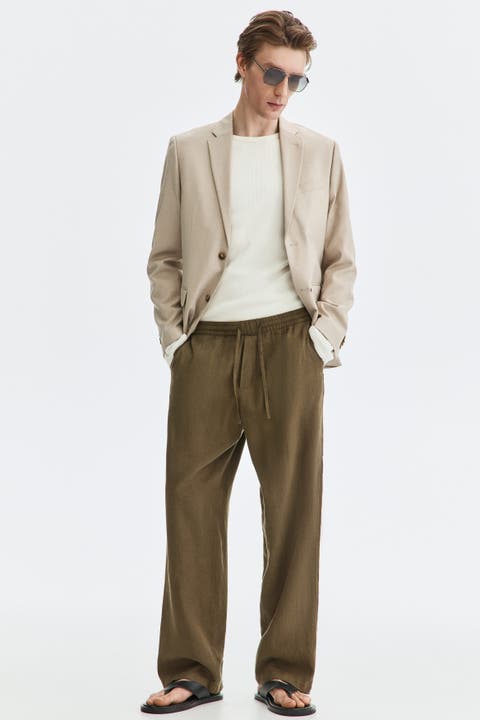 Relaxed Fit Linen-blend Trousers