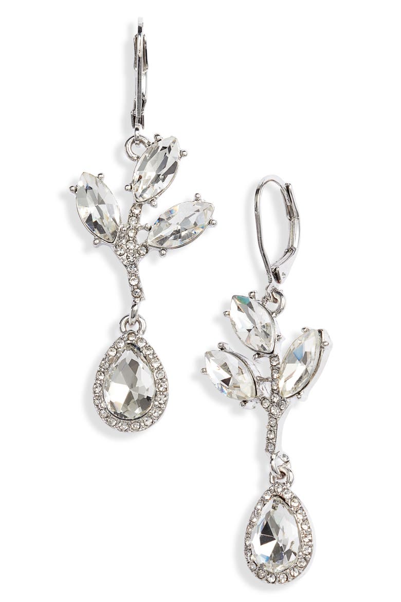 Crystal Abstract Drop Earrings, Main, color, CRYSTAL/ RHODIUM