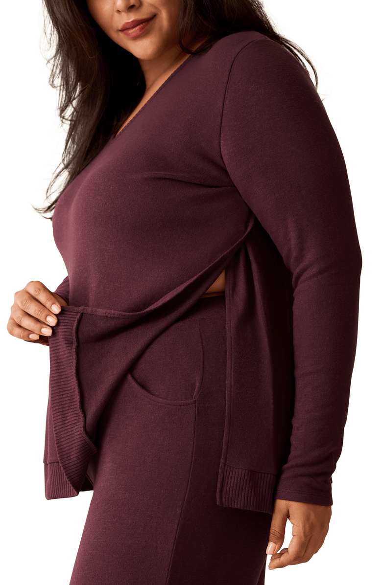 Kindred Bravely CozyKnit Maternity & Nursing V-neck Top, Alternate, color, Deep Burgundy