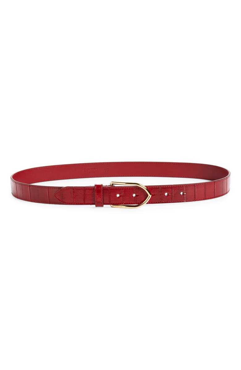 Jacquemus La Ceinture Bambino Skinny Hagfish Leather Belt, Main, color, 