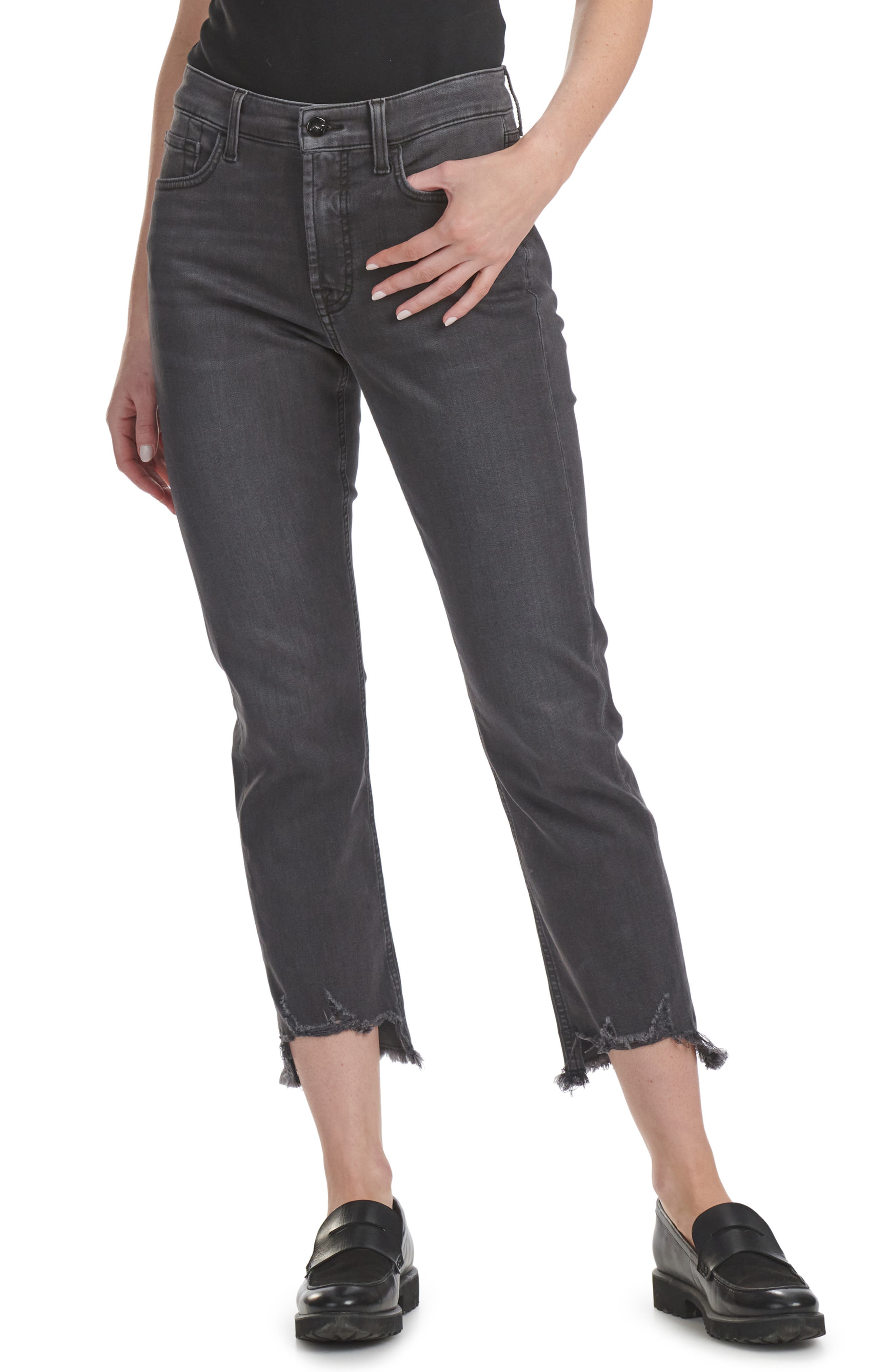 JEN7 by 7 For All Mankind Destroyed Step Hem Ankle Straight Leg Jeans ...