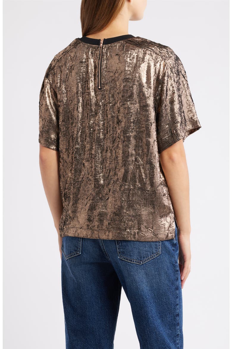 Foil Print T-Shirt, Alternate, color, CHAMPAGNE