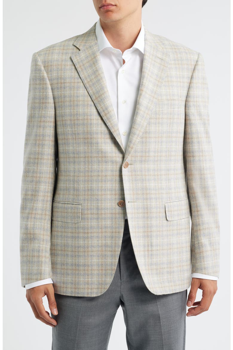 Siena Regular Fit Tan Plaid Wool Blend Sport Coat, Alternate, color, BEIGE