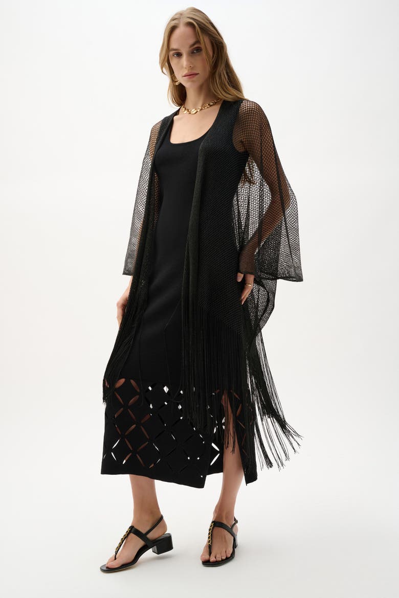 Bohemian Open-front Kimono, Main, color, Black
