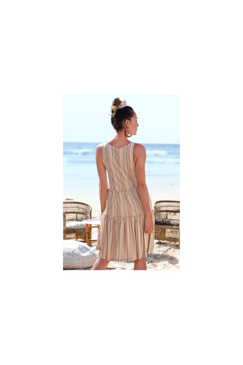 Flowy Tiered Dress, Alternate, color, Brown White Striped