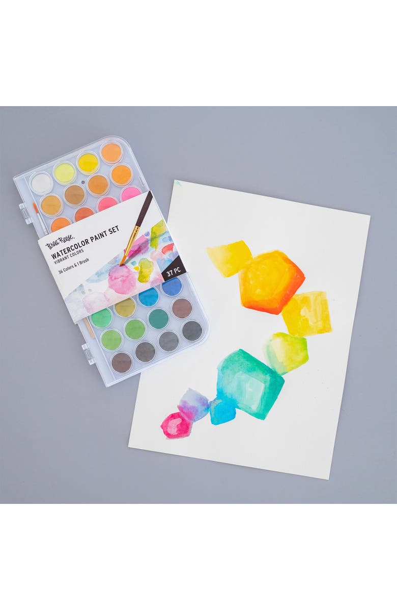 Brea Reese Vibrant Watercolor Set 36 Colors, 1 Brush, Nontoxic, Alternate, color, 