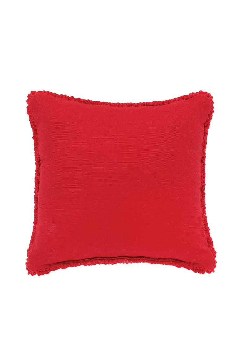 Mittens Hooked Small Christmas Accent Pillow, 8" x 8", Alternate, color, Red