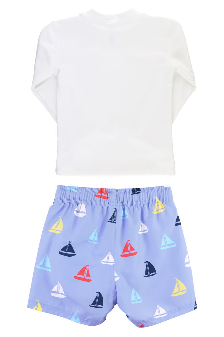 Long Sleeve Two-Piece Rashguard Swimsuit, Alternate, color, SAILBOAT MULTI