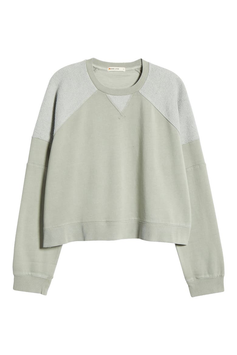 Cloud Nine Mixed Media Cotton Blend Crop Sweatshirt, Alternate, color, SHADOW