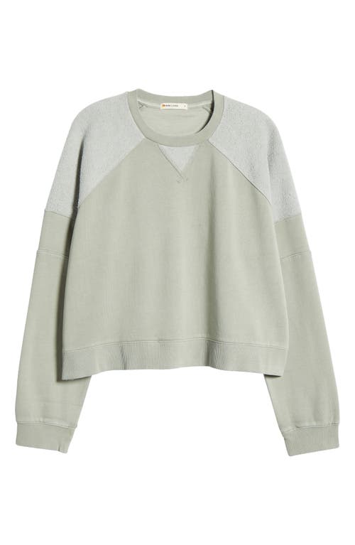 Marine Layer Cloud Nine Mixed Media Cotton Blend Crop Sweatshirt In Shadow