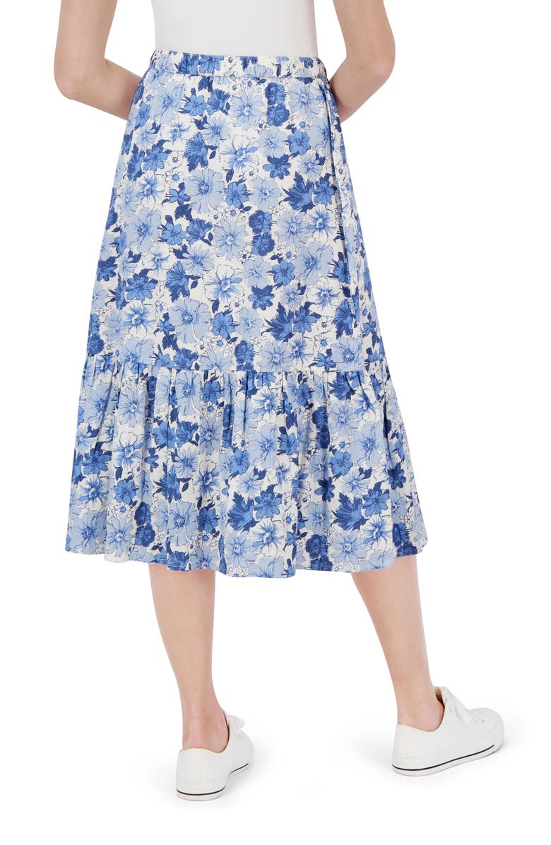 Lucky Brand Floral Two-Piece Crop Top & Midi Skirt, Alternate, color, Blue Multi
