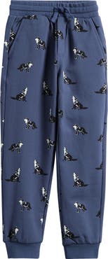 MILES THE LABEL Kids' Husky Print Stretch Cotton Fleece Joggers