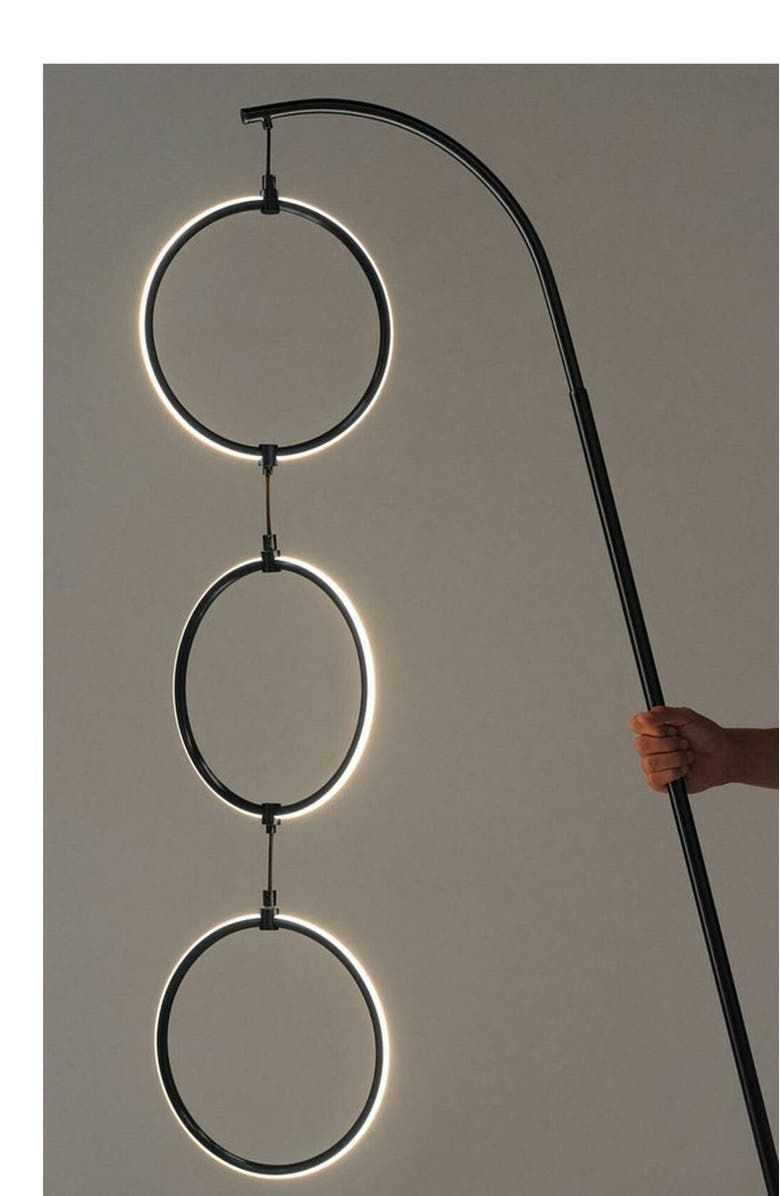 Brightech Nova 74" Novelty Halo Integrated LED Floor Lamp with 3-Way Dimming, Alternate, color, Black