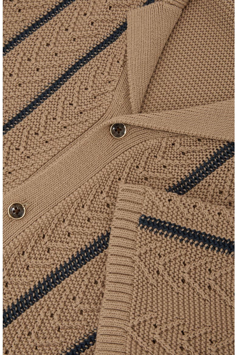Ellingham Striped Short Sleeve Sweater, Alternate, color, LIGHT CAMEL