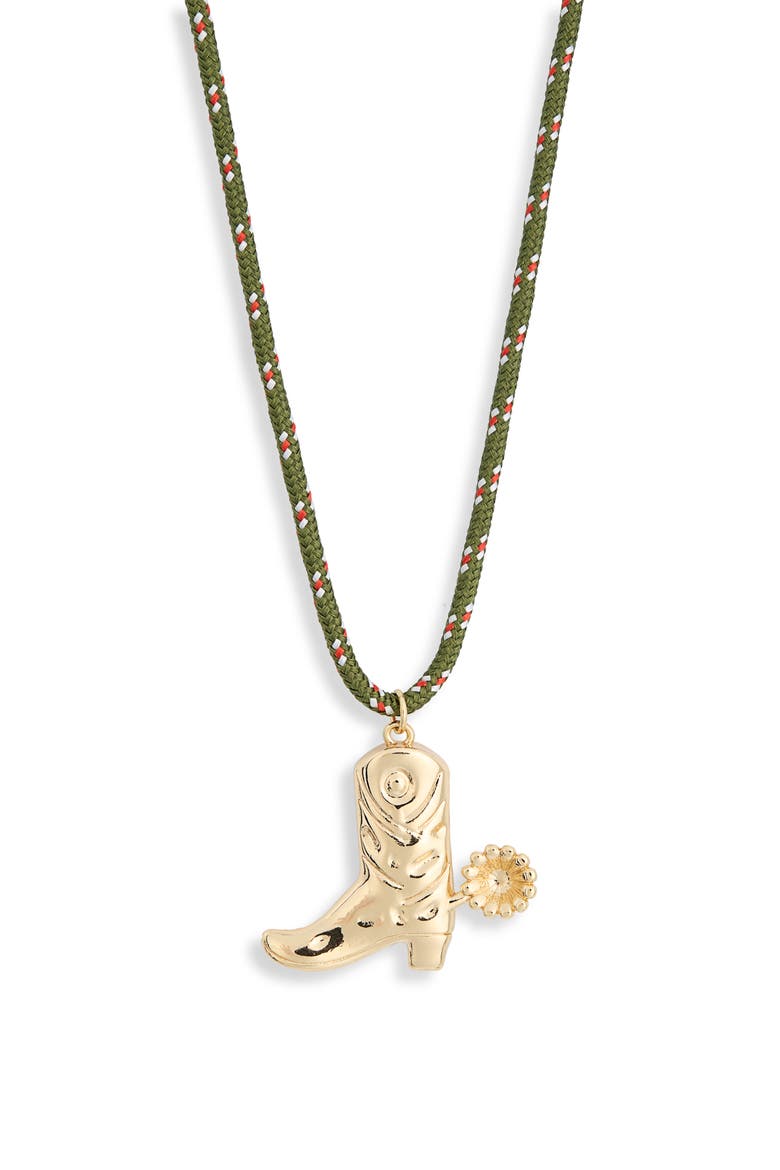Cowboy Boot Cord Necklace, Alternate, color, GREEN MULTI- GOLD