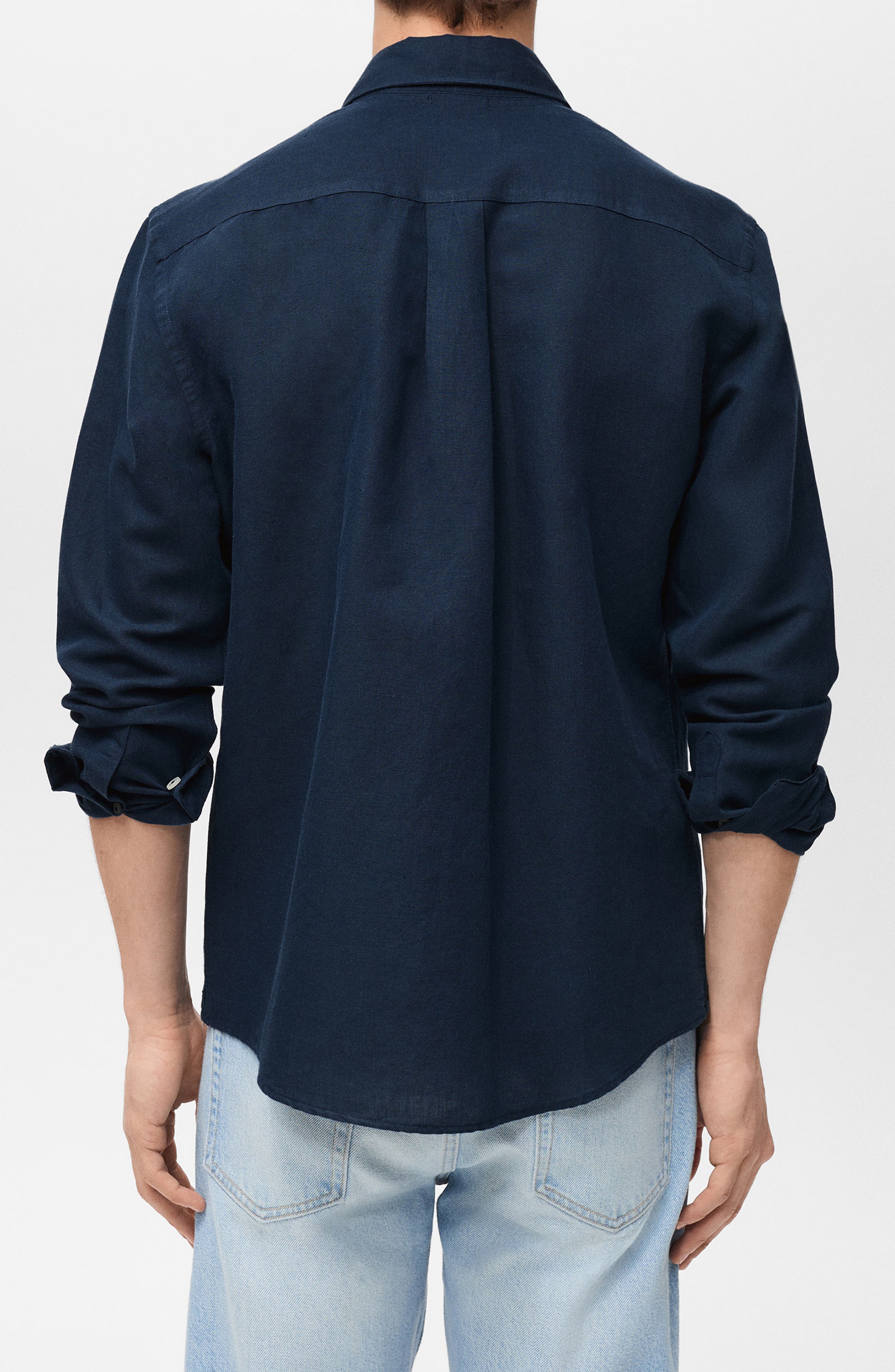 Classic Fit Linen & Cotton Button-Up Shirt - image 4