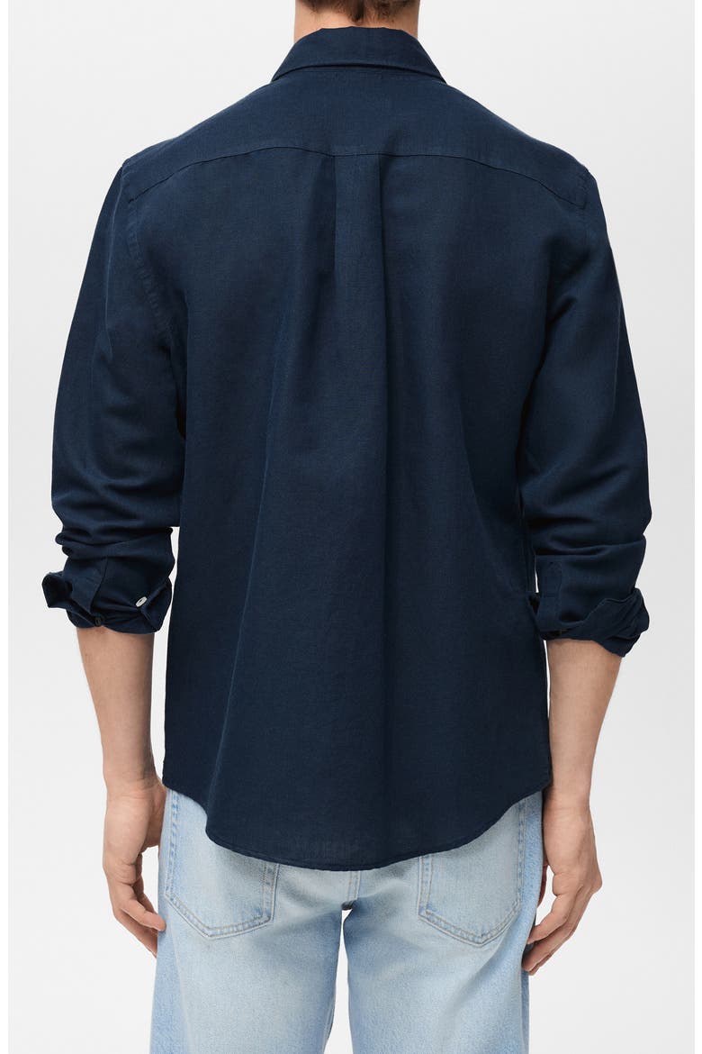 Classic Fit Linen & Cotton Button-Up Shirt, Alternate, color, DARK NAVY