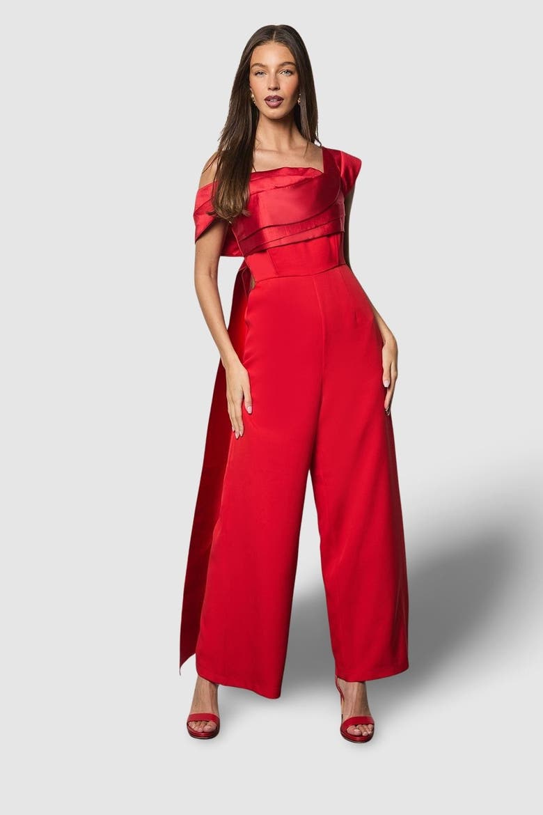Bardot Contrast Twill Jumpsuit, Main, color, Red