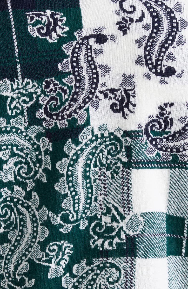 Thom Browne Fun-Mix Tartan Check & Paisley Virgin Wool Sweater, Alternate, color,