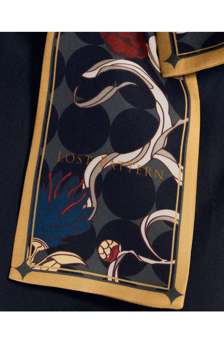 Lost Pattern "Dream Hunter" Silk Skinny Scarf, Alternate, color, Black