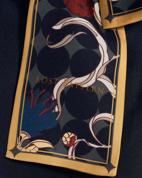 Lost Pattern "dream Hunter" Silk Skinny Scarf In Multi