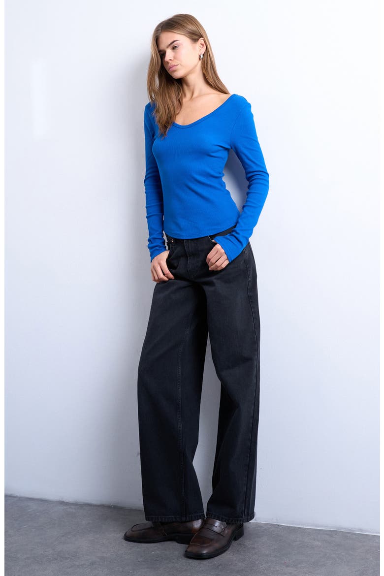 Stretch Cotton Rib Top, Alternate, color, MEDIUM BLUE
