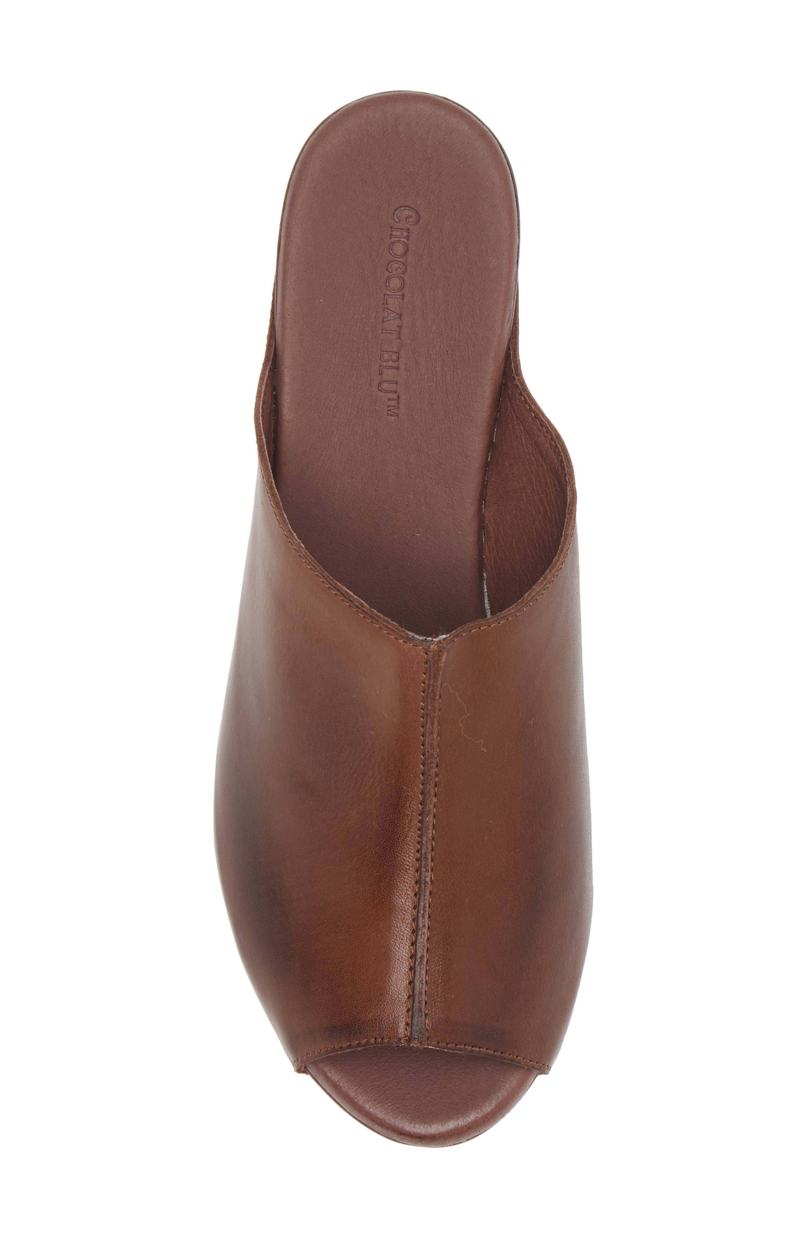 Chocolat Blu Wynn Peep Toe Mule, Alternate, color, Dark Brown Leather