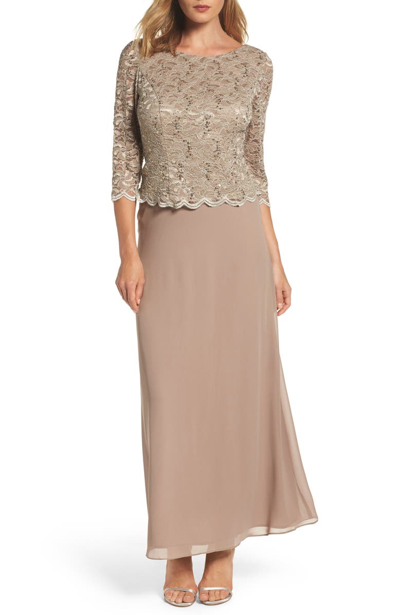Alex Evenings Mock Two-Piece Formal Gown, Main, color, 