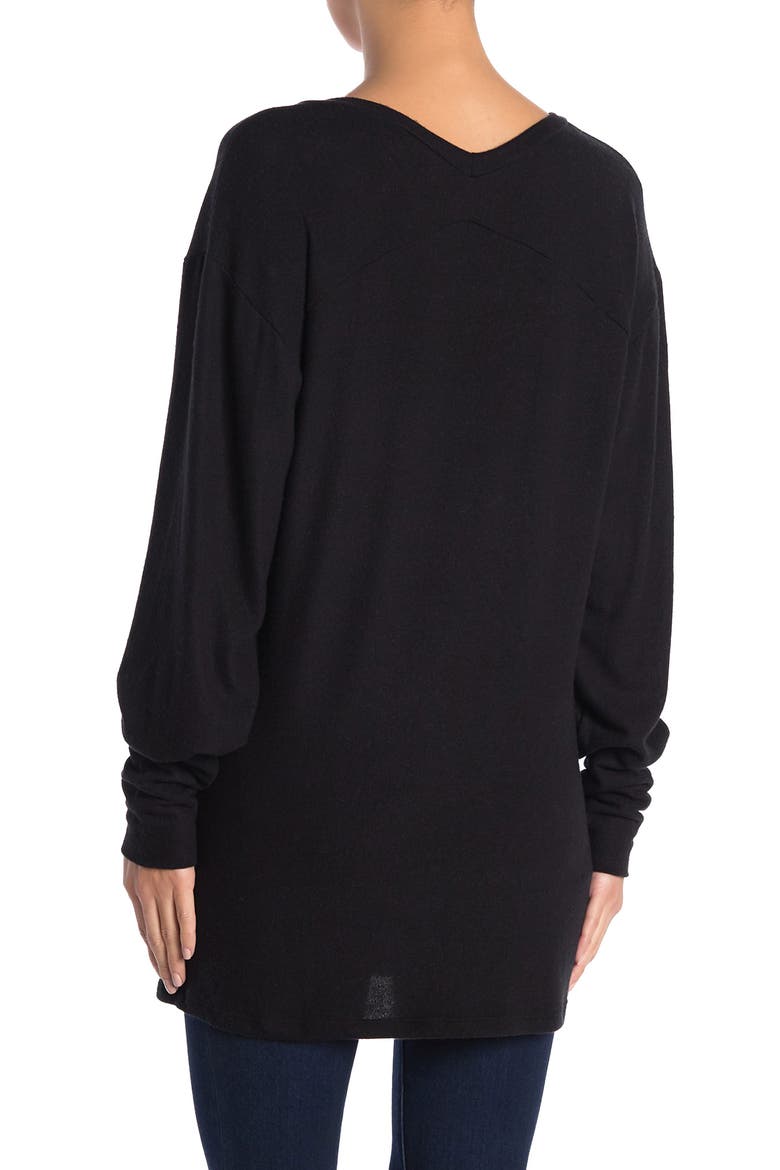 Long V-Neck Pullover Sweater, Alternate, color, BLACK