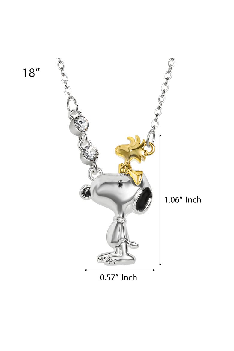Woodstock and Snoopy Necklace Official License, Two-Tone, 18", Alternate, color, Silver