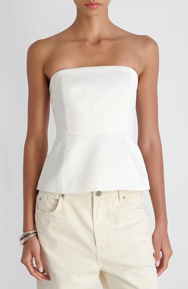 French Connection York Strapless Peplum Top, Main, color, Summer White