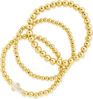 Sterling Forever Set of 3 Arden Mother-of-Pearl Cross Beaded Bracelets